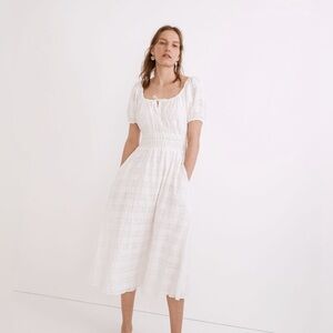 Madewell Sophia Midi Dress in Seersucker Check Size Small